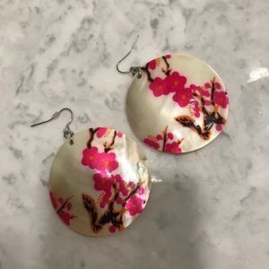 Floral bird print earrings